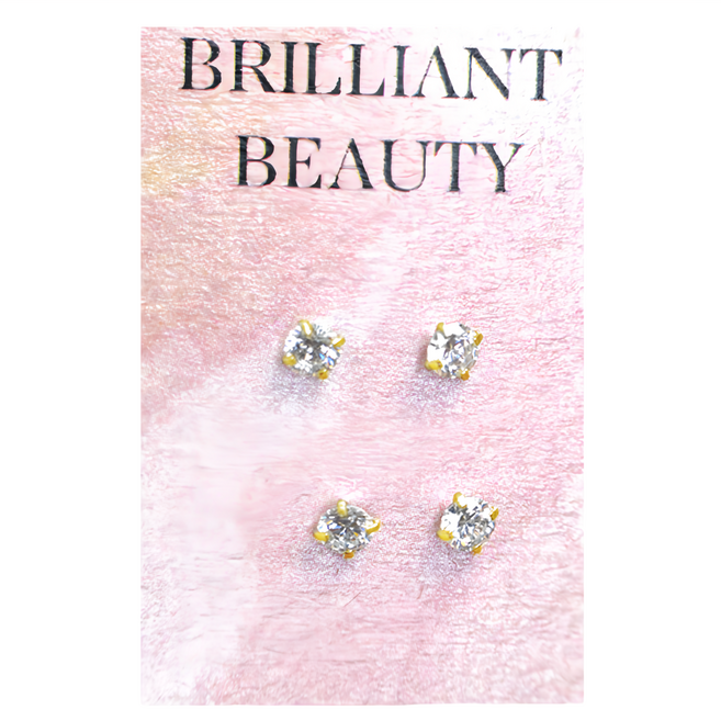 Brilliant Beauty 耀眼美人 閃耀鋯石鑽養耳棒鈦閃耀/鈦鋼耳環 2對