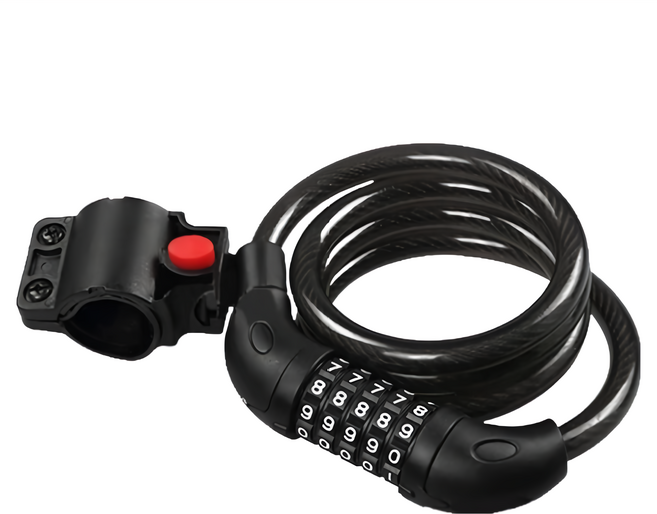 自行車五位密碼鎖 1.2 x 120cm, 黑色, 1個