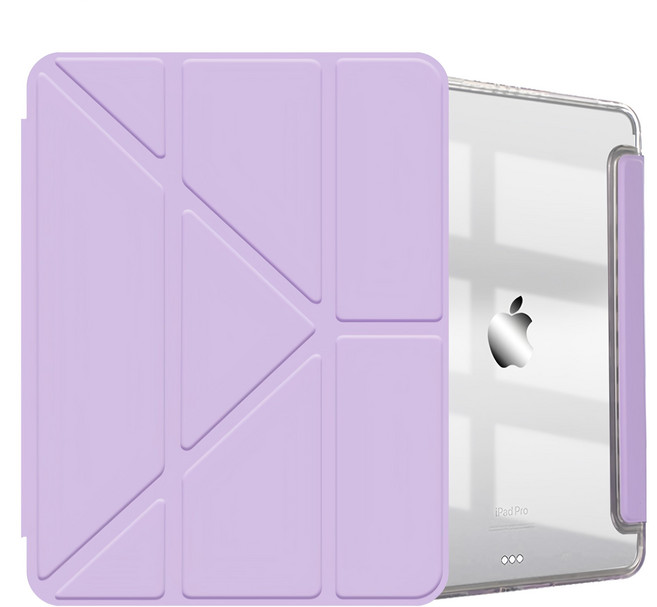 vXTRA 飛創 清透背蓋 Y折變形立架平板皮套 筆槽版, 1個, 夢幻紫