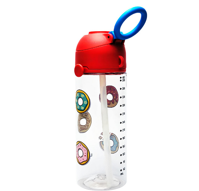LocknLock 樂扣樂扣 背帶款水杯 YRED-CN-12 ABF781YRED, 甜甜圈 透明色 + 紅色, 460ml, 1個