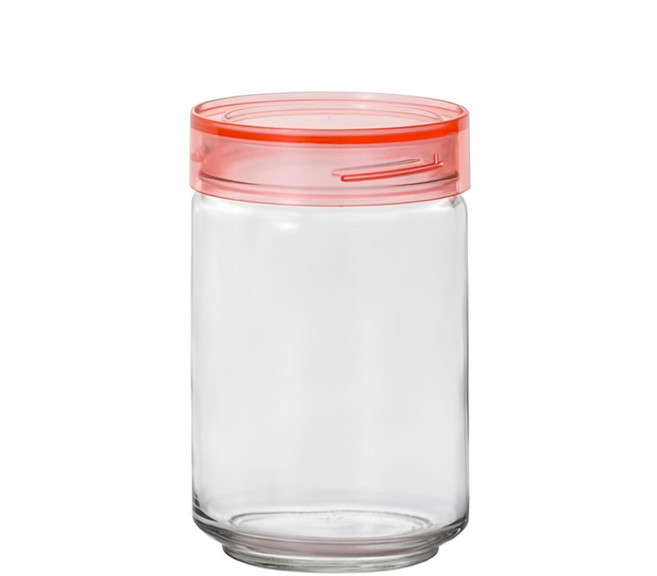 ADERIA 日本進口抗菌密封寬口玻璃罐 粉色, 1L, 1個