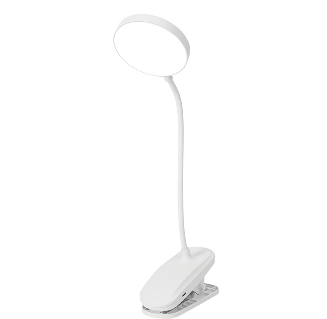 DTAudio LED 夾燈 充電版 360度萬向軟管 90MM圓盤大發光, 1個, 白色