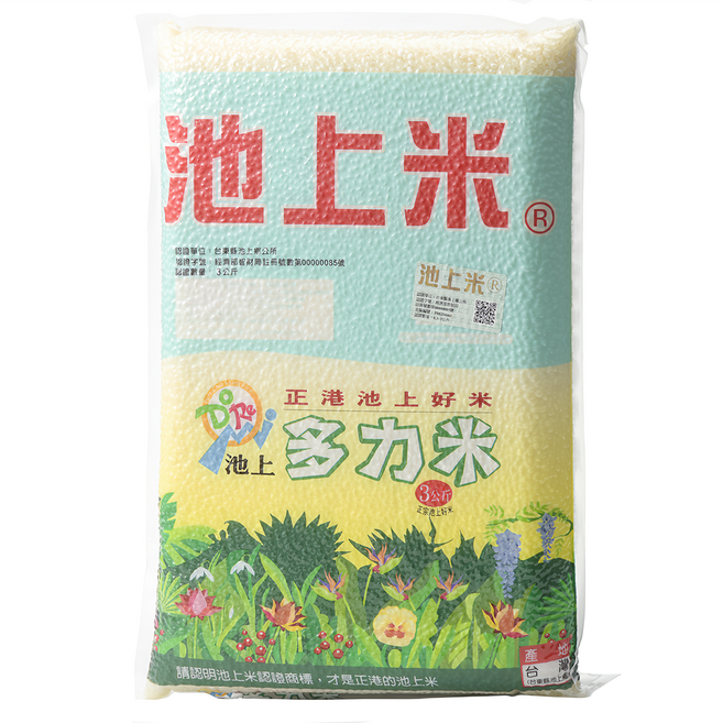池上多力米 白米, 3kg, 1袋, CNS一等