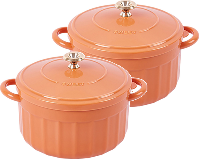 雙耳琺瑯造型隔熱泡麵碗 850ml, 顏色隨機, 2個