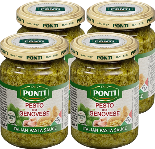 PONTI 熱那亞風味青醬 義大利麵醬, 135g, 4罐