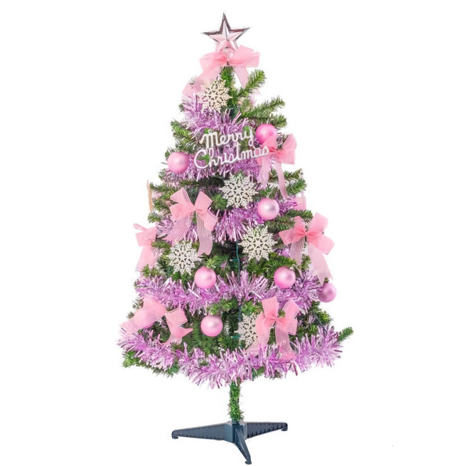 特仕幸福型裝飾綠色聖誕樹浪漫粉紅佳人系 含全套飾品不含燈, 綠色+粉紅色