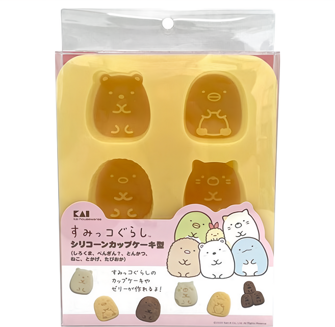 KAI 貝印 角落生物SG 六格矽膠壓模, 1個, 黃色