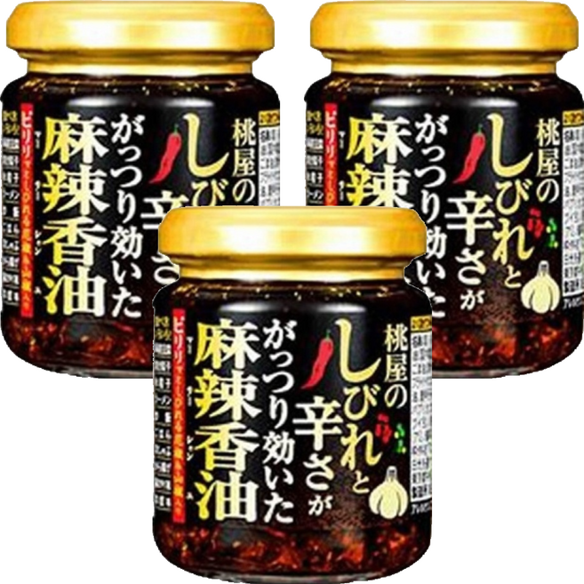 桃屋 麻辣香油 加入炒過的大蒜口感卡哩卡哩, 105g, 3罐