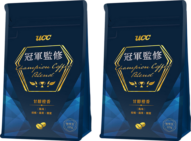 ucc 冠軍監修甘醇橙香咖啡豆, 咖啡豆(無研磨), 225g, 2包