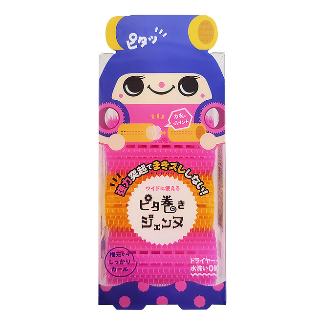 Beauty World 髮捲 附連接器 40mm 直徑3 x 6.5cm 3個, 粉色/橘色, 1盒