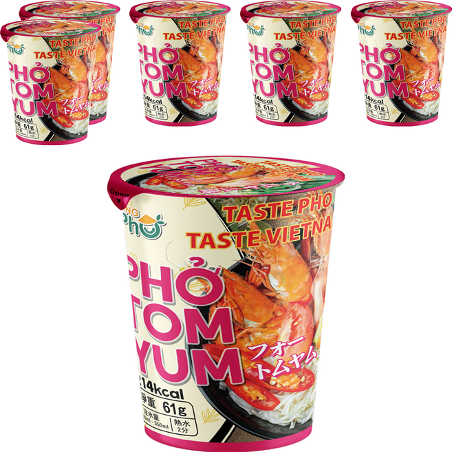 KING PHO 王麵河粉 酸辣蝦湯風味 61g, 6入