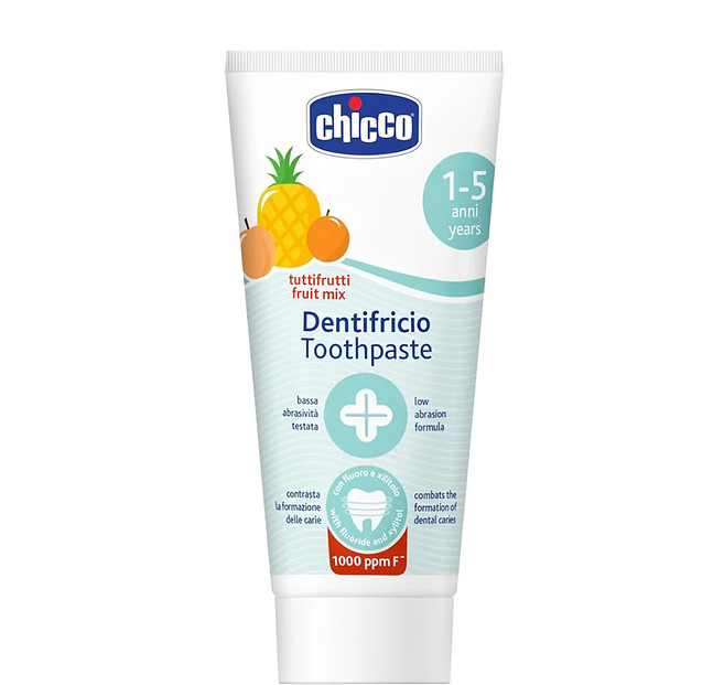 chicco 兒童木醣醇含氟牙膏 鳳梨水果口味, 50ml, 1條