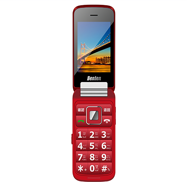 Benten 奔騰 F70 4G雙螢幕摺疊按鍵式手機, 紅色