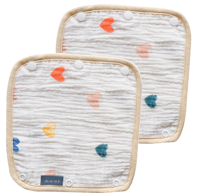 Chu-mi 啾米 四層紗背帶口水巾, 彩色愛心, 2條