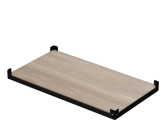 KI WISH 居家生活 單層角鋼層板 76x46公分 5mm雙面木紋 單層荷重60公斤 台灣製, 黑色, 1個