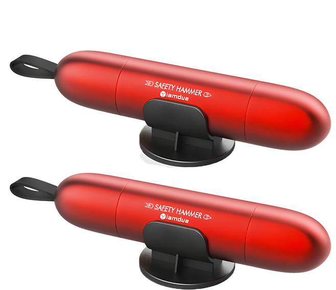 iamdue i-ROCKET 車用緊急逃生錘 安全帶切割器, 紅色, 2個
