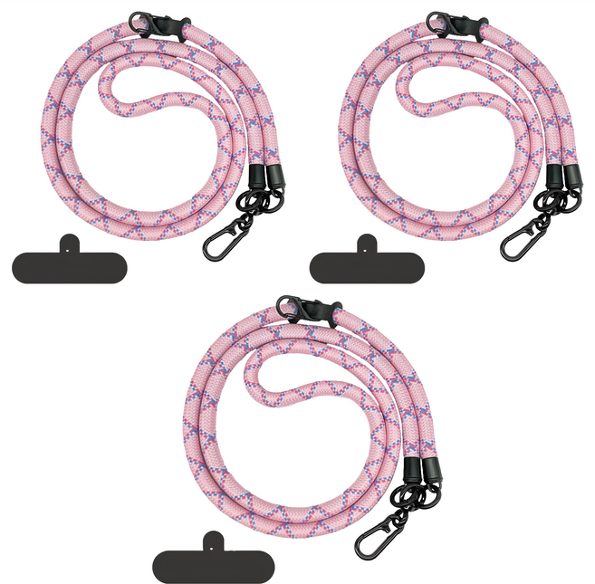 加粗手機掛繩 Y391 3入 粉底藍條 手機掛繩組 方便攜帶, 1組