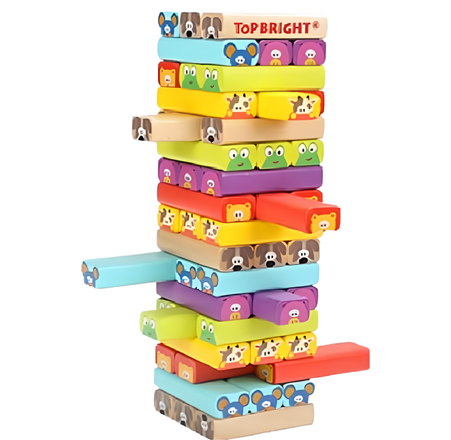 TOPBRIGHT 特寶兒 動物積木疊疊樂 Set 激發數學邏輯思維 培養空間概念與顏色辨識能力, 多色, 1組