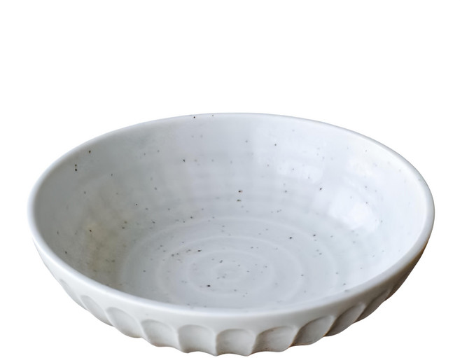 SAWATOUKI 佐和陶瓷 白練刻紋15.5缽 日本製 370ml, 斑點 白色, 1個