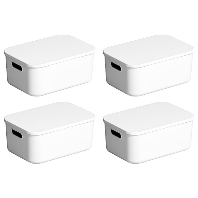 BangJiaShi 幫家適 帶蓋中號收納盒 高款, 純潔白, 2個