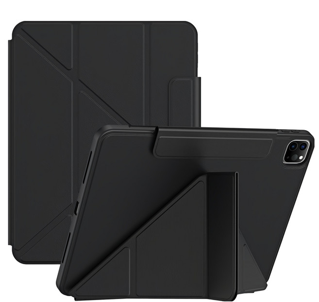 YUNMI 磁搭扣保護殼/平板保護套 Y折支架 帶筆槽設計, 黑色, 1個