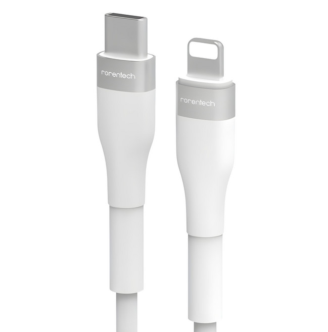 rorentech Type-C to 8-pin彩色快充線, 1條, 白色, 240cm