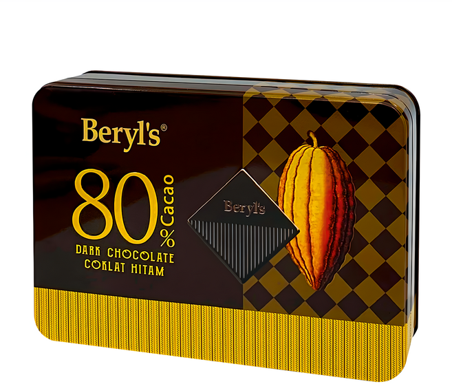Beryl's 80%可可含量黑巧克力, 108g, 1盒