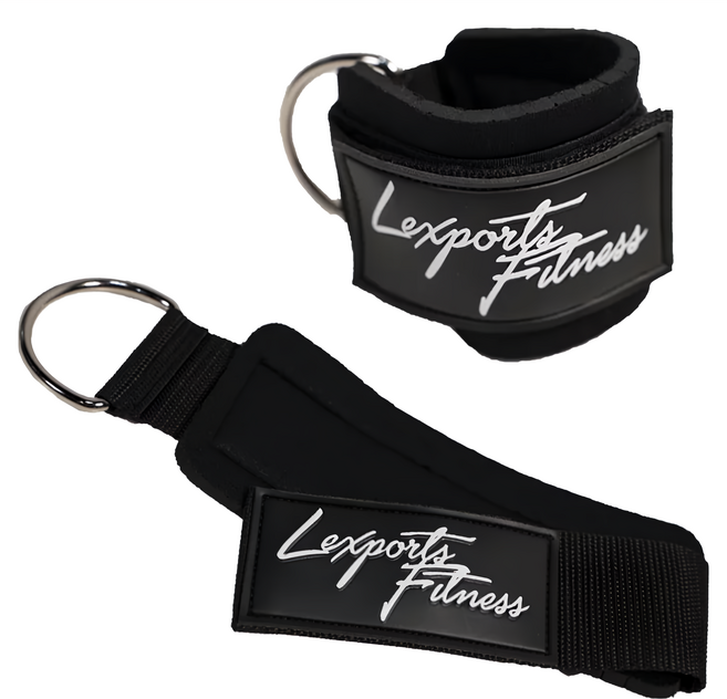 Lexports Fitness 勵動風潮 重量訓練 健身 腳踝綁帶 時尚黑 2入/組, 1組