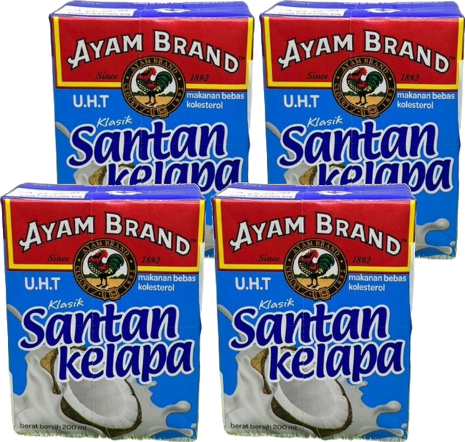 AYAM 雄雞標 特級椰奶 利樂包, 200ml, 4入