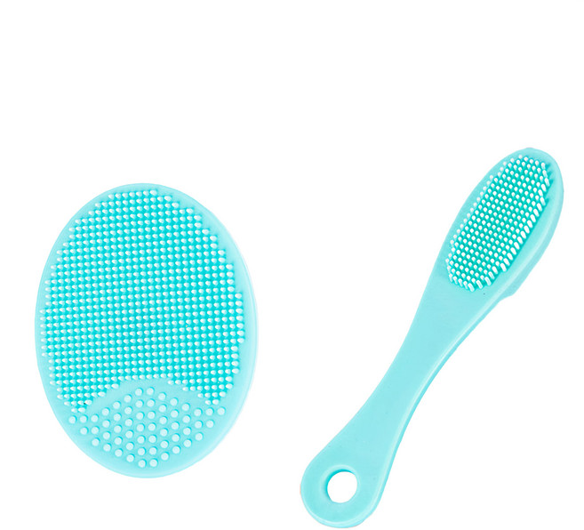 AHOYE 去角質粉刺軟毛洗臉刷2件組, 1組, 綠色