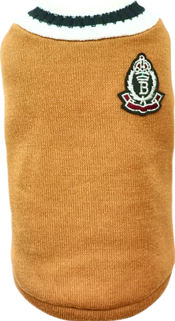 學院風針織背心狗衣服 滌綸材質, 卡其, 1組