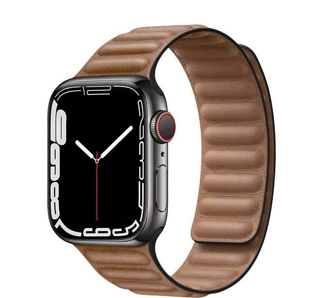 OMG Apple Watch 10 皮質鏈式磁吸錶帶 46mm, 棕色, 1個