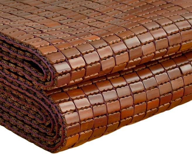 Amance 雅曼斯 鬆緊帶固定專利棉織帶碳化天然麻將竹蓆/涼蓆 加大, 棕色