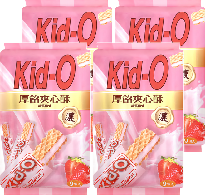 Kid-O 厚餡夾心酥 草莓風味, 171g, 4袋