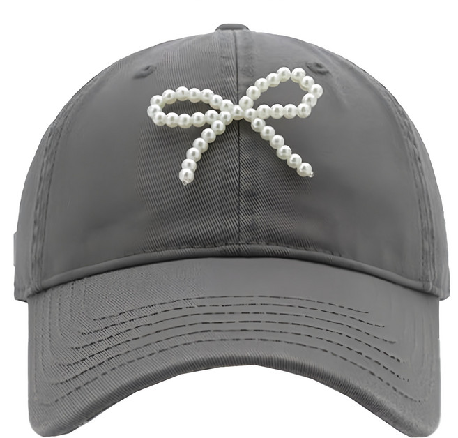 PORA BELLA 運動純色珍珠蝴蝶結防曬遮陽帽 HAT011 單一尺寸 1個 深灰色