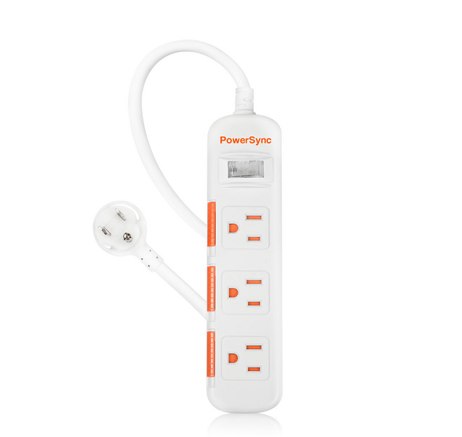 PowerSync 群加 1開3插滑蓋防塵防雷擊延長線 3孔 TPS313DN9045, 白色, 1個, 4.5m