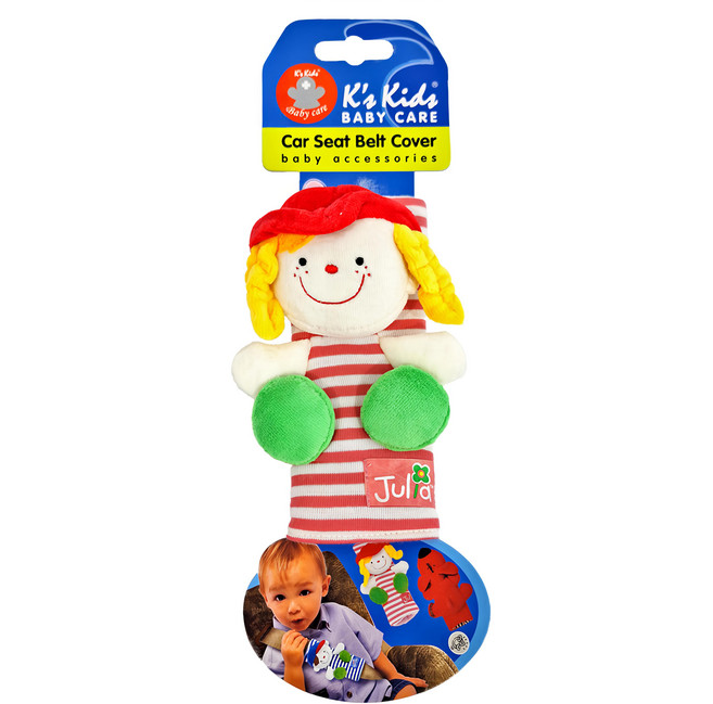K's Kids 奇智奇思 BABY CARE 汽車安全帶護套 100%棉 天鵝絨 適合0-6歲兒童, 茱莉亞, 1個
