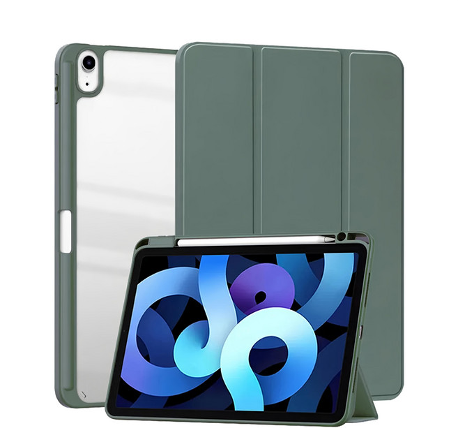 OMG 透明亞克力三折平板保護套, 暗夜綠, 1個