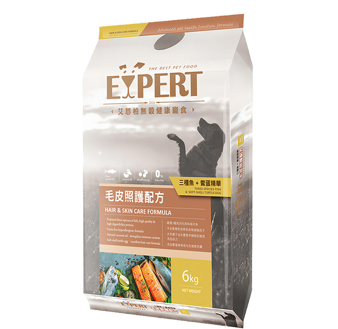 EXPERT 艾思柏無穀健康寵食 毛皮維護配方, 三種魚 + 鱉蛋精華, 6kg, 1袋