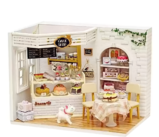 CUTE ROOM 智趣屋 手作袖珍屋 附防塵罩 3014 1組, 蛋糕日記 多色