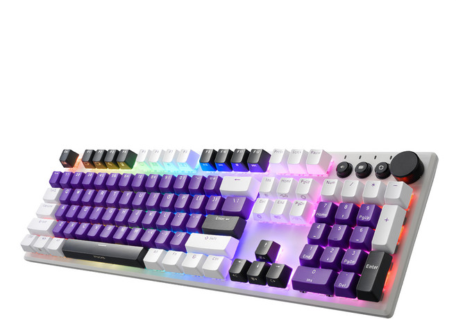 irocks 艾芮克 無線機械式鍵盤 原廠保固, IRK74R, 白紫黑, Gateron 紅軸