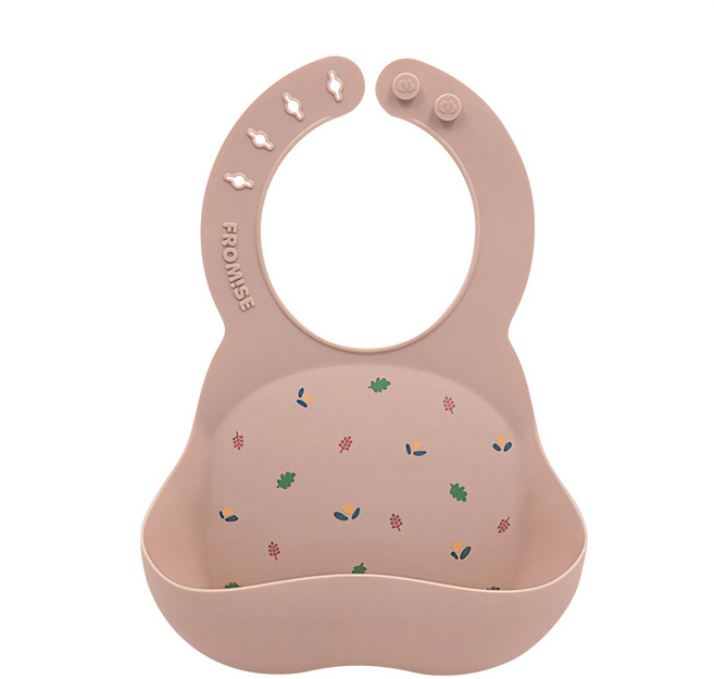FROMISE 矽膠圍兜, 粉色花園, 1個, 1個