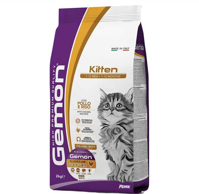 Gemon 啟蒙 幼母貓用乾飼料 雞肉米飯口味 1-12個月適用, 雞肉, 2kg, 1袋