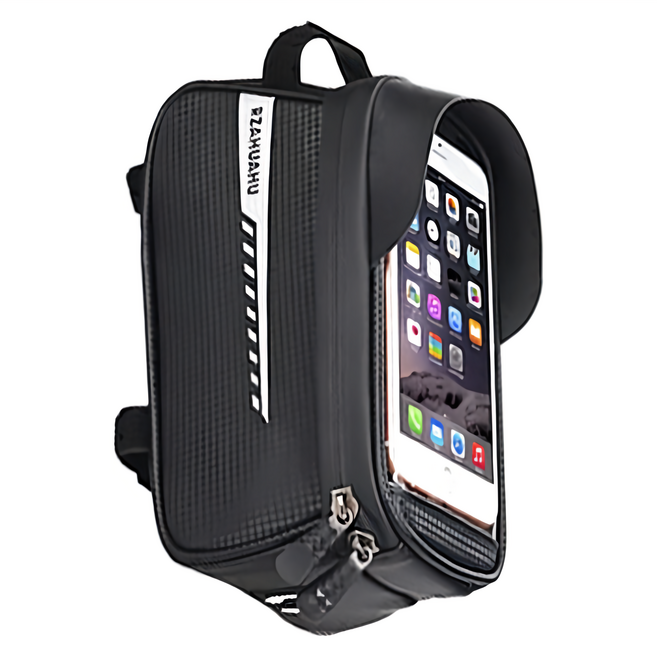 QIDINA 防水手機觸屏大容量腳踏車收納包 6.5吋螢幕適用 21x9x11.5cm, 黑色, 1個