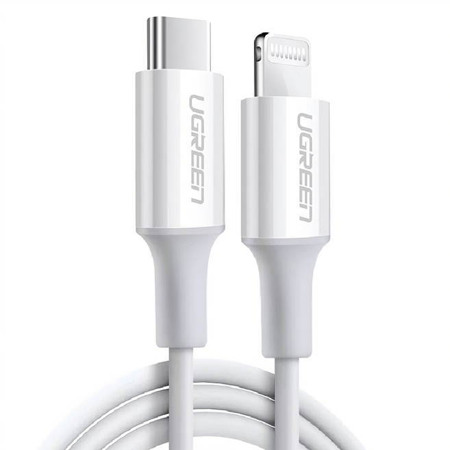 UGREEN 綠聯 3A快充 USB-C-Lightning iPhone 充電線, 0.25m, 白色, 1條