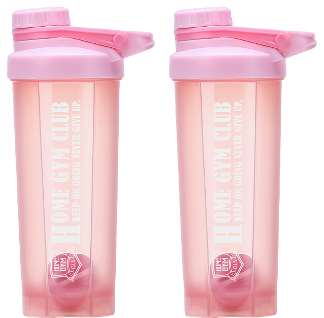 HOME GYM CLUB 居家健身 奶昔搖搖杯 粉色 運動蛋白粉攪拌杯, 700ml, 2個