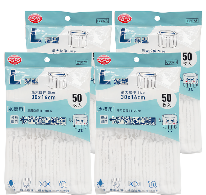 巧巧 卡渣渣過濾網 L(30 x 16cm), 50個, 4包