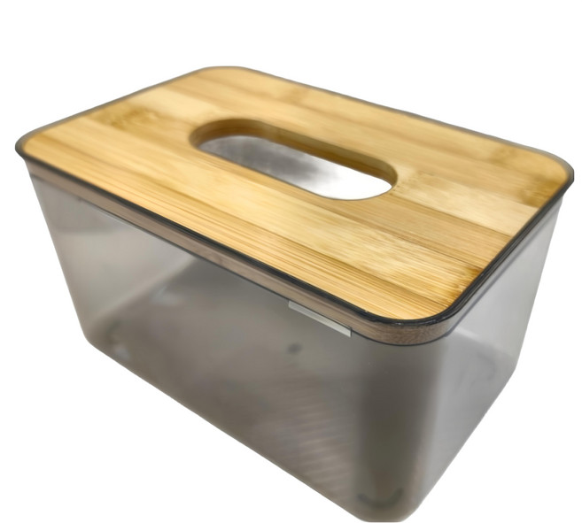 isona 愛收納 簡約竹木面紙盒, 黑色