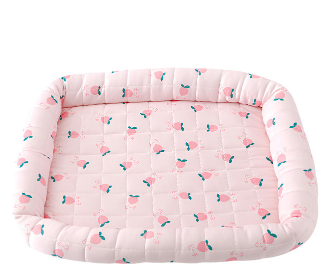 冰絲涼感寵物窩 方型, 粉蜜桃, 1個