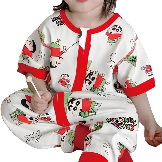 愛北鼻 無痕長袖防踢被 紅邊雨傘小新 柔軟親膚透氣 卡通圖案可愛, 1件